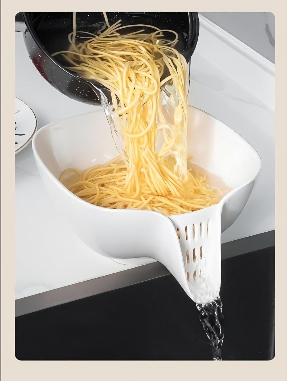White Ceramic Pasta Strainer Bowl!